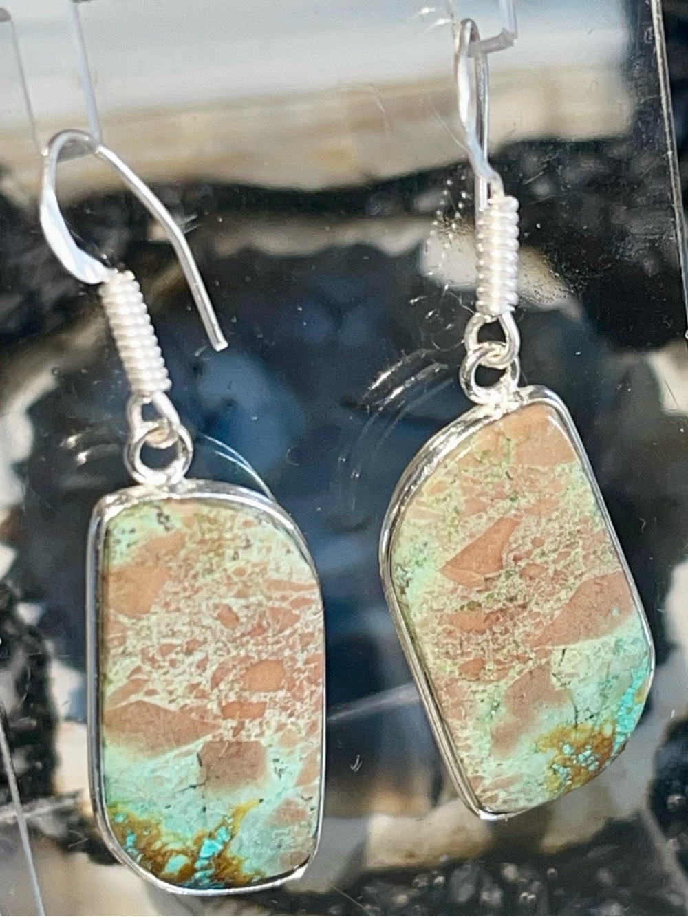 Santo Domingo Royston Turquoise Earrings 2”